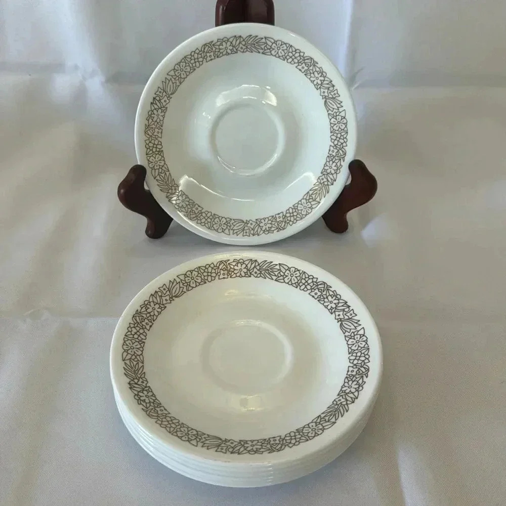 Vintage Corelle WOODLAND BROWN Saucer Side Plates 6.25” Set of 8